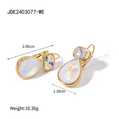 1 Pair IG Style Simple Style Shiny Water Droplets Inlay 304 Stainless Steel Rhinestones 18K Gold Plated Earrings