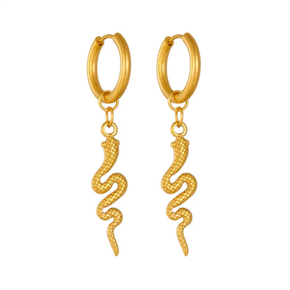 1 Pair IG Style Simple Style Snake Plating Titanium Steel No Inlaid 18K Gold Plated Drop Earrings