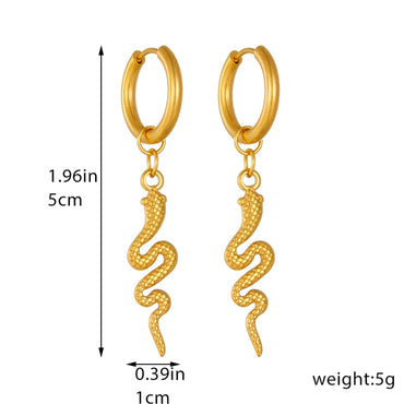 1 Pair IG Style Simple Style Snake Plating Titanium Steel No Inlaid 18K Gold Plated Drop Earrings