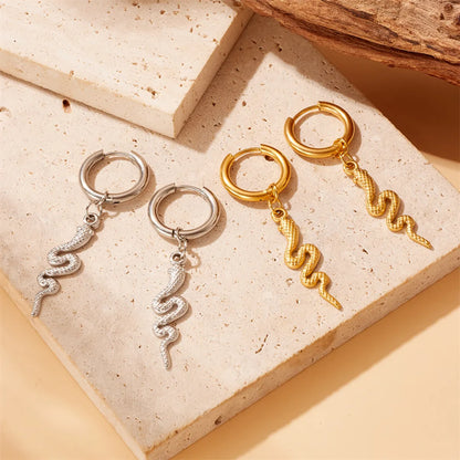 1 Pair IG Style Simple Style Snake Plating Titanium Steel No Inlaid 18K Gold Plated Drop Earrings