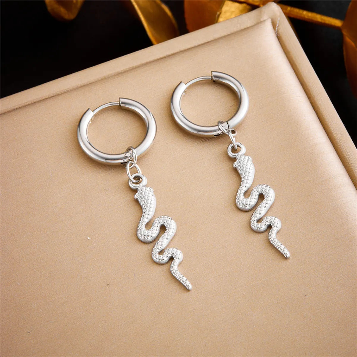 1 Pair IG Style Simple Style Snake Plating Titanium Steel No Inlaid 18K Gold Plated Drop Earrings