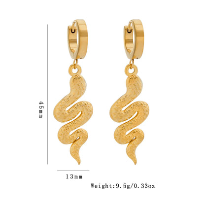 1 Pair IG Style Simple Style Snake Stainless Steel Gold Plated Drop Earrings