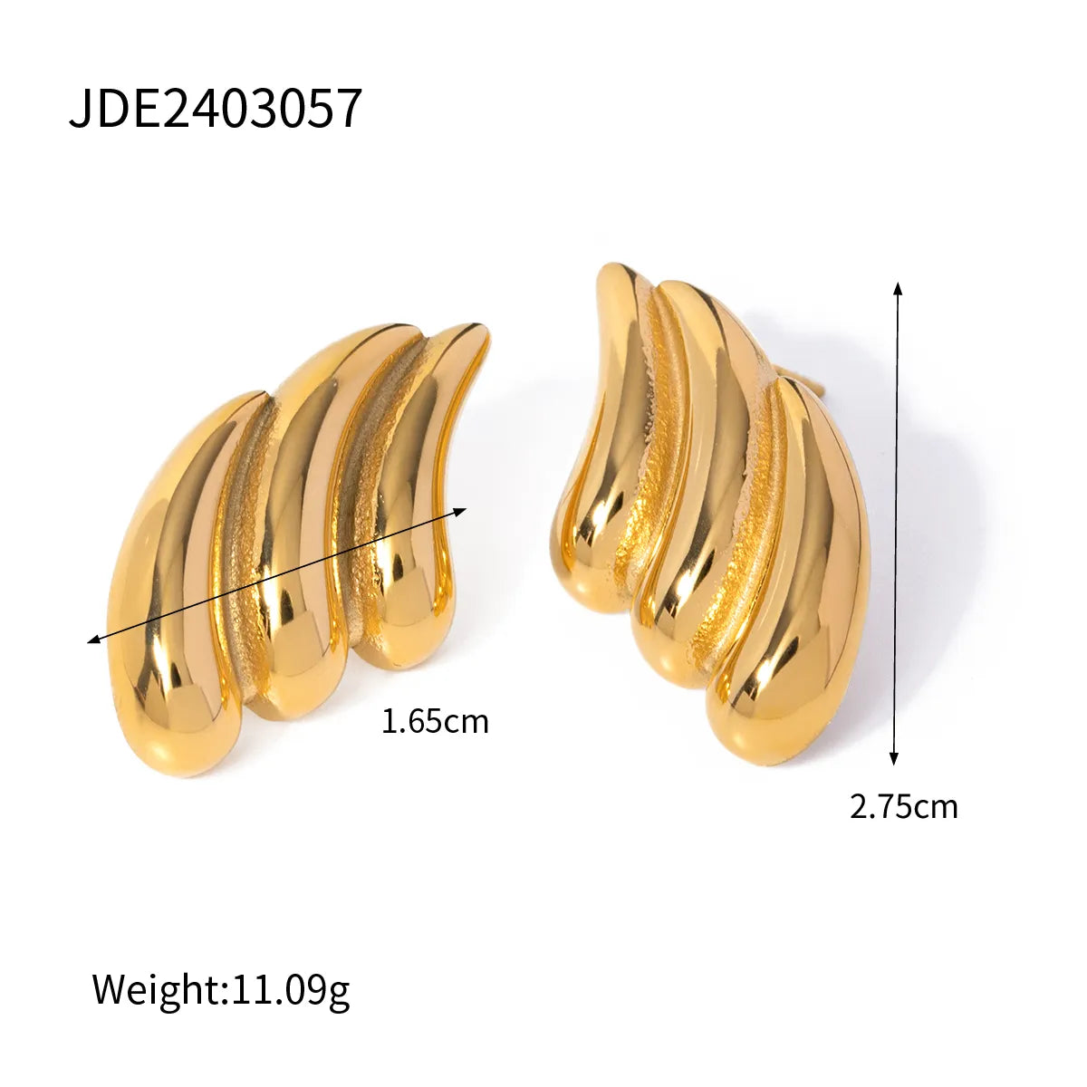 1 Pair IG Style Simple Style Solid Color 304 Stainless Steel 18K Gold Plated Ear Studs