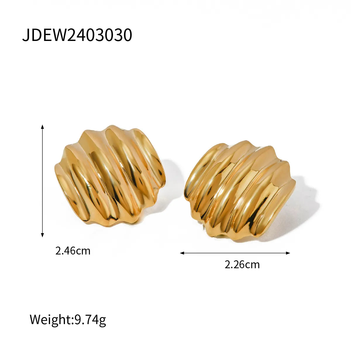 1 Pair IG Style Simple Style Solid Color 304 Stainless Steel 18K Gold Plated Ear Studs