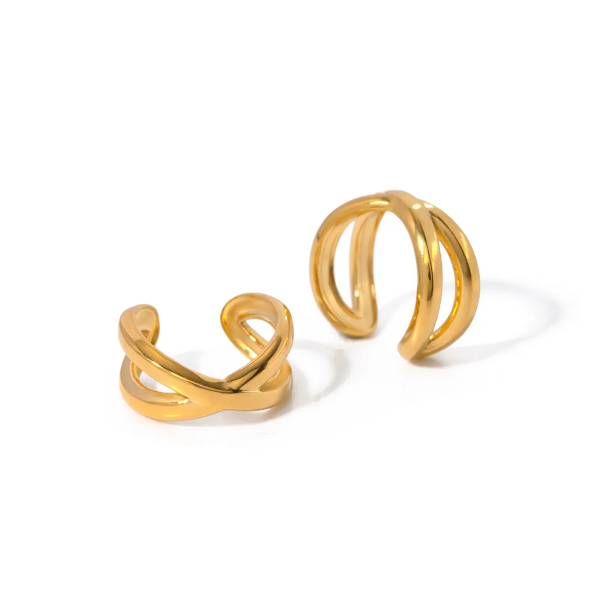 1 Pair IG Style Simple Style Solid Color 316 Stainless Steel  18K Gold Plated Ear Cuffs