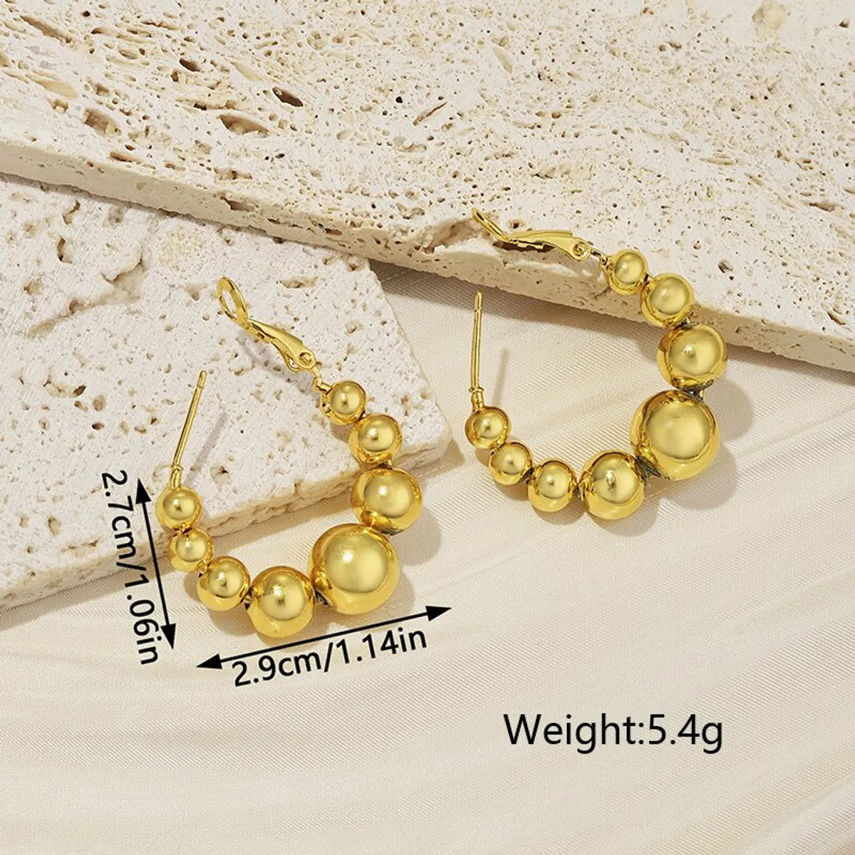 1 Pair Ig Style Simple Style Solid Color Beaded Plating Copper 18k Gold Plated Ear Studs