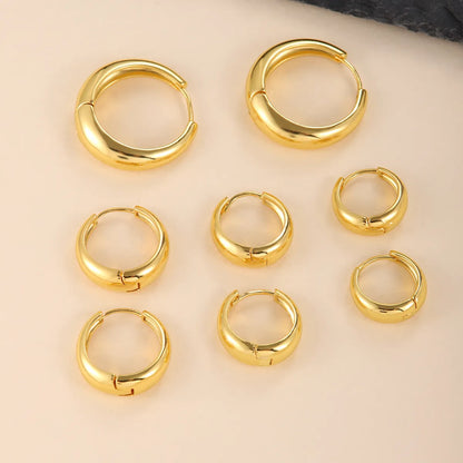 1 Pair Ig Style Simple Style Solid Color Plating Copper 18k Gold Plated Hoop Earrings