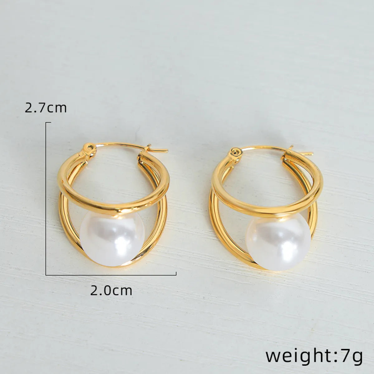 1 Pair Ig Style Simple Style Solid Color Plating Inlay Titanium Steel Pearl 18k Gold Plated Earrings