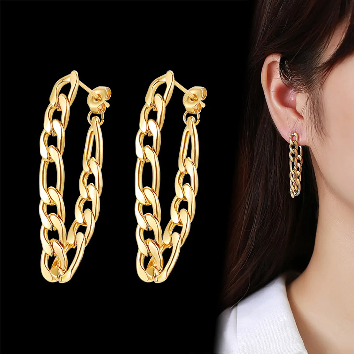 1 Pair IG Style Simple Style Solid Color Plating 201 Stainless Steel Earrings