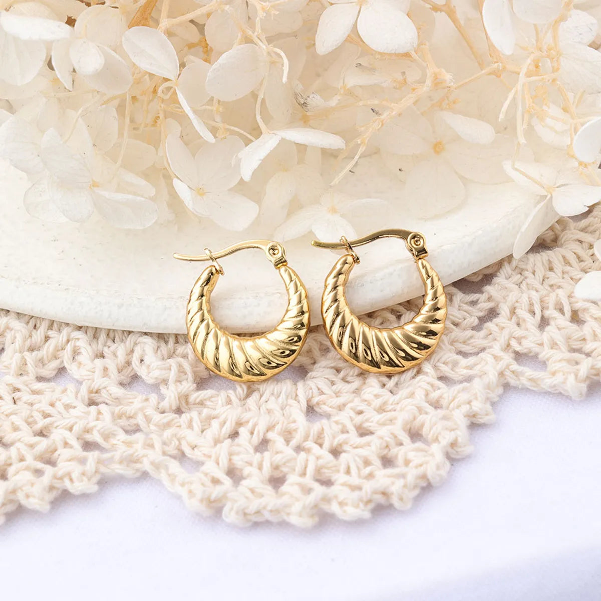 1 Pair IG Style Simple Style Solid Color Plating Stainless Steel Earrings