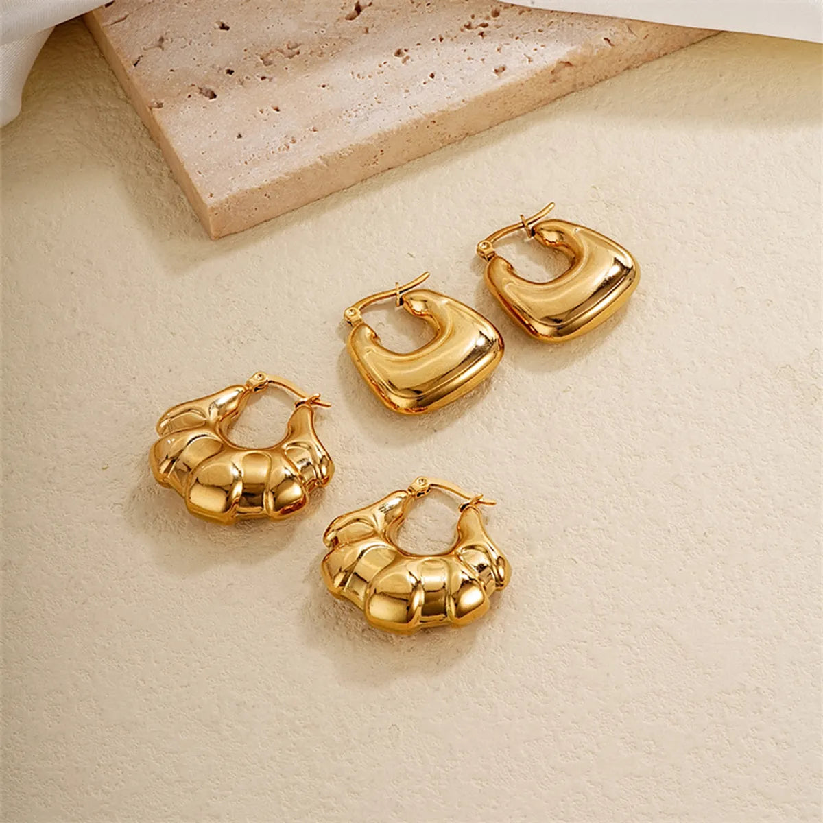 1 Pair Ig Style Simple Style Solid Color Plating Stainless Steel Gold Plated Earrings