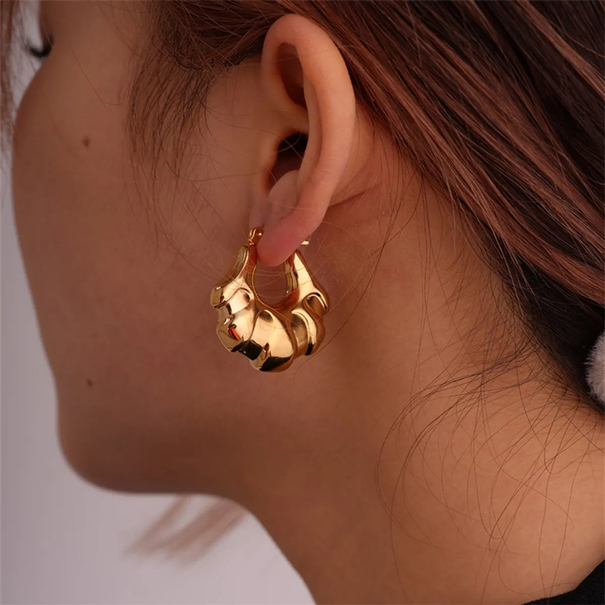 1 Pair Ig Style Simple Style Solid Color Plating Stainless Steel Gold Plated Earrings