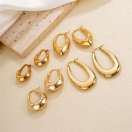 1 Pair Ig Style Simple Style Solid Color Plating Stainless Steel Gold Plated Earrings