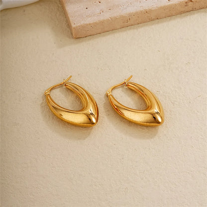 1 Pair Ig Style Simple Style Solid Color Plating Stainless Steel Gold Plated Earrings