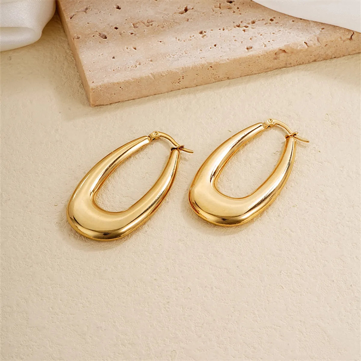 1 Pair Ig Style Simple Style Solid Color Plating Stainless Steel Gold Plated Earrings