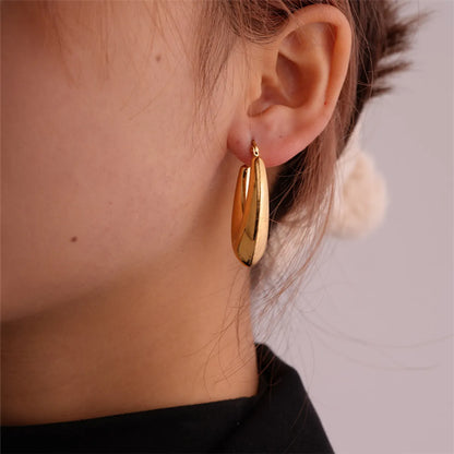 1 Pair Ig Style Simple Style Solid Color Plating Stainless Steel Gold Plated Earrings