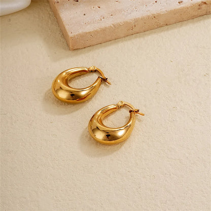 1 Pair Ig Style Simple Style Solid Color Plating Stainless Steel Gold Plated Earrings