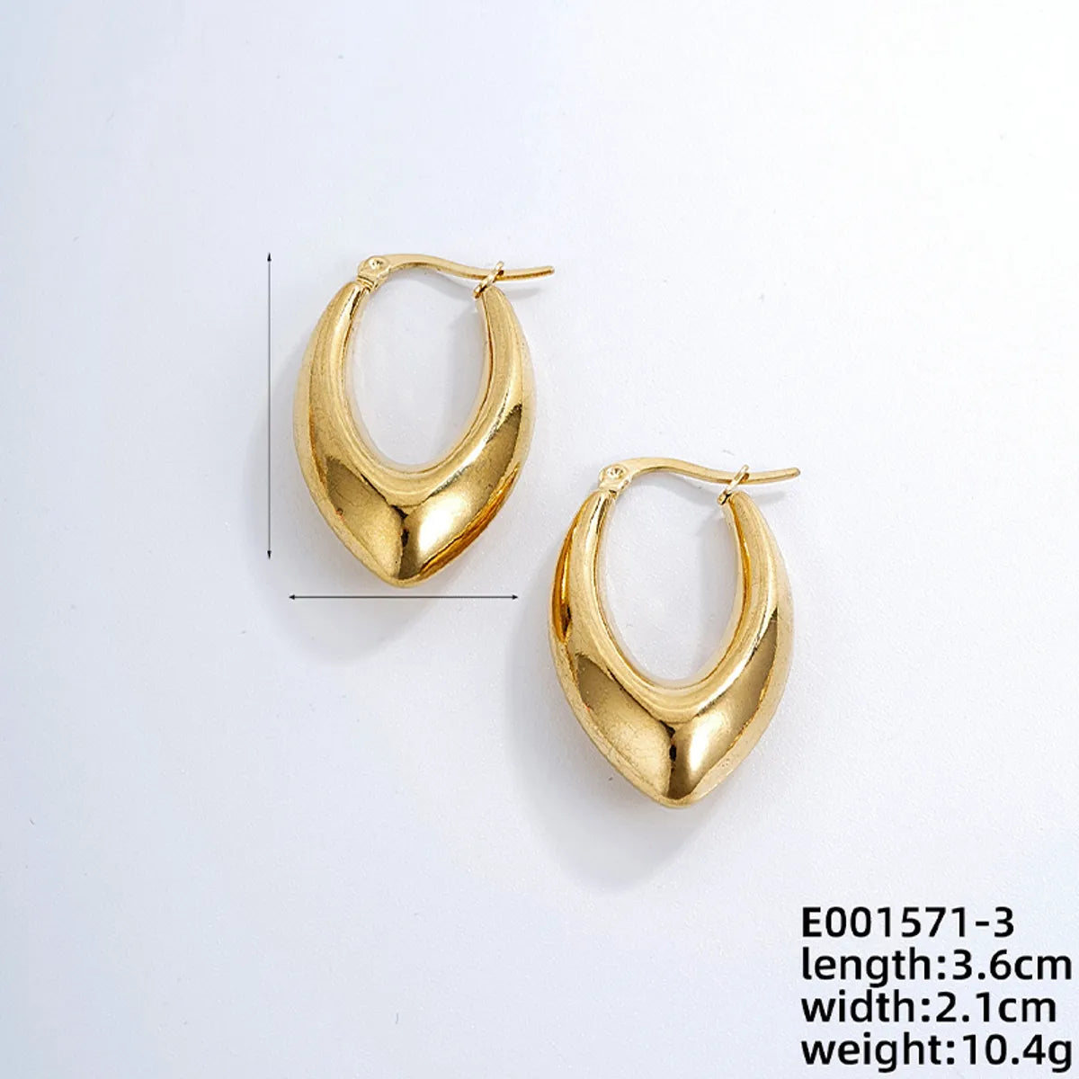 1 Pair Ig Style Simple Style Solid Color Plating Stainless Steel Gold Plated Earrings