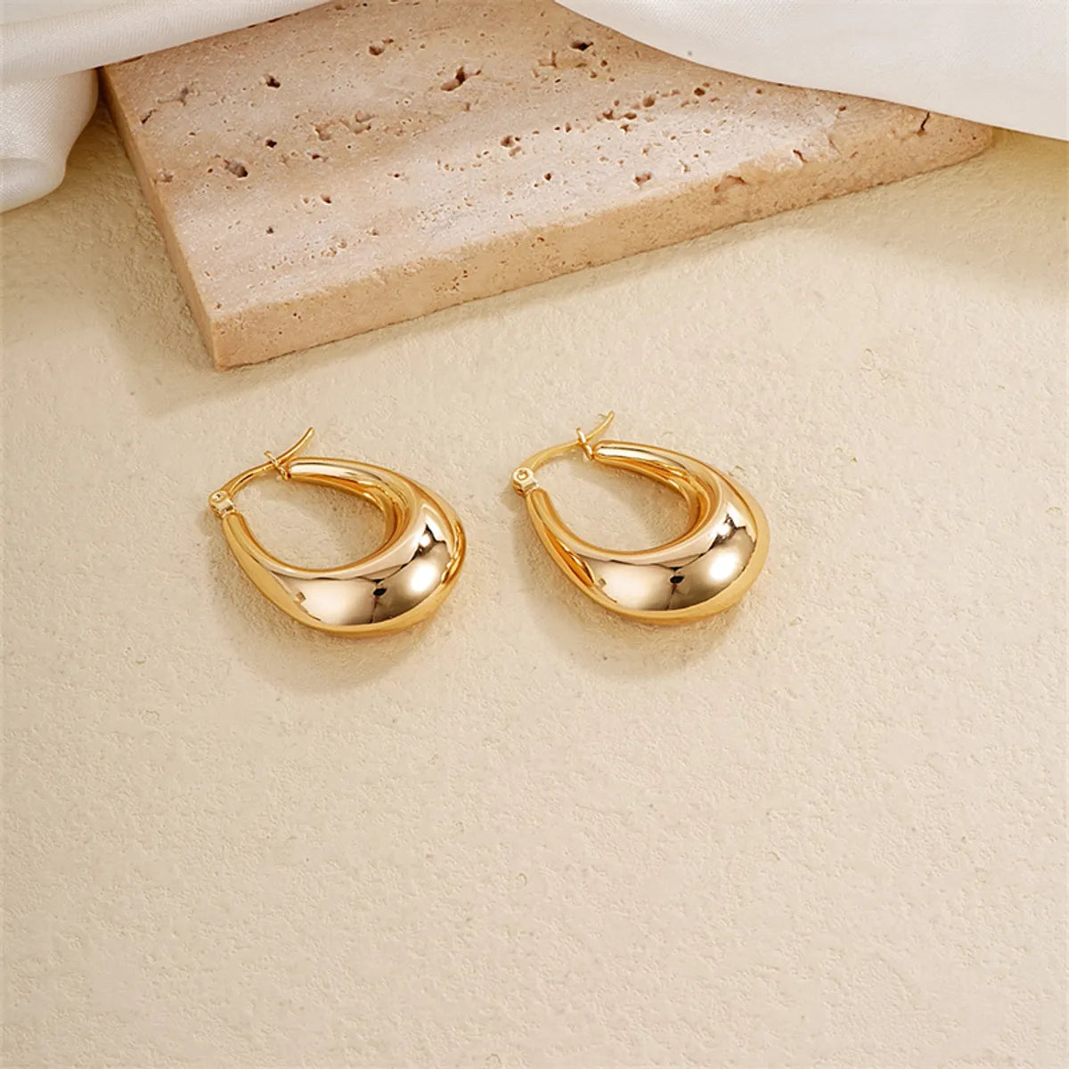 1 Pair Ig Style Simple Style Solid Color Plating Stainless Steel Gold Plated Earrings