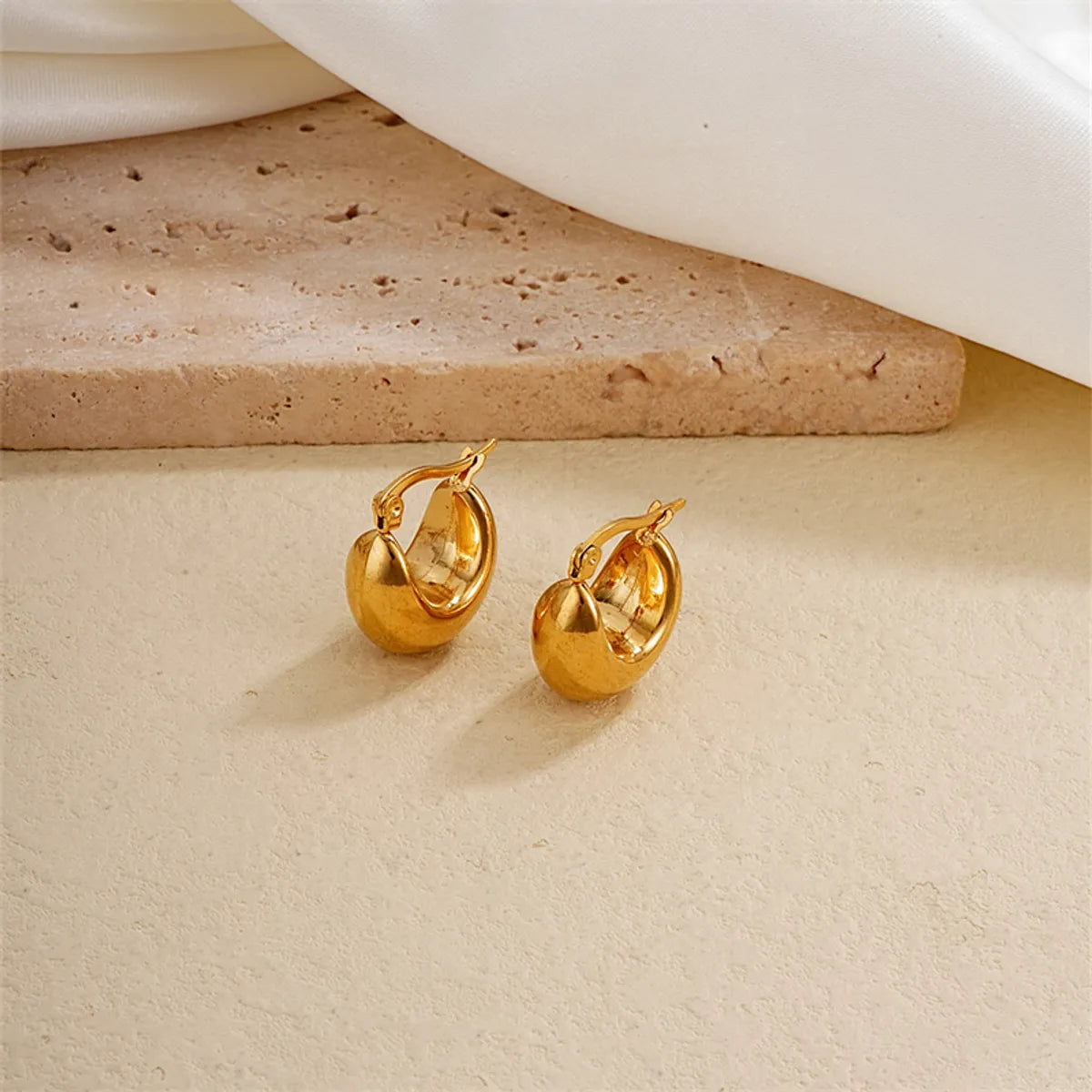 1 Pair Ig Style Simple Style Solid Color Plating Stainless Steel Gold Plated Earrings