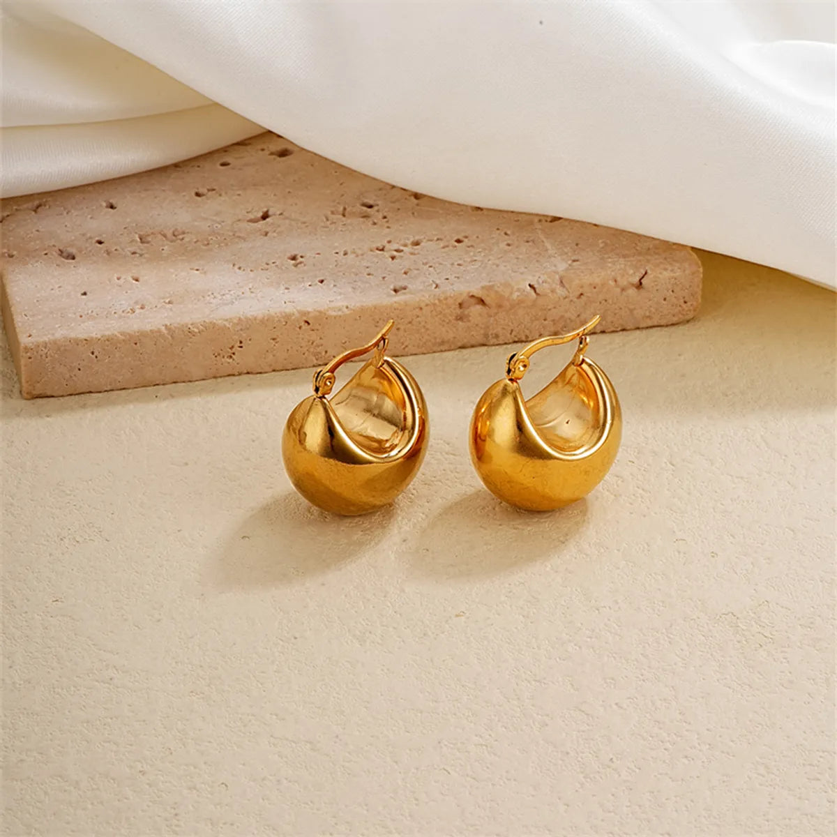 1 Pair Ig Style Simple Style Solid Color Plating Stainless Steel Gold Plated Earrings