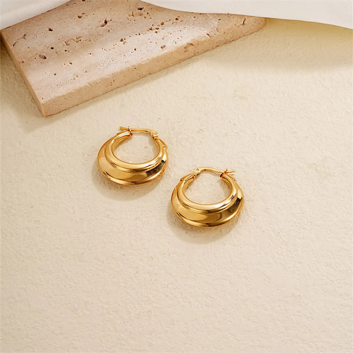 1 Pair Ig Style Simple Style Solid Color Plating Stainless Steel Gold Plated Earrings