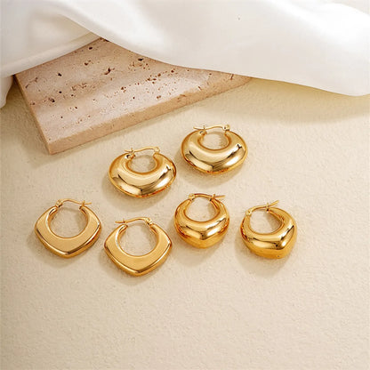 1 Pair Ig Style Simple Style Solid Color Plating Stainless Steel Gold Plated Earrings