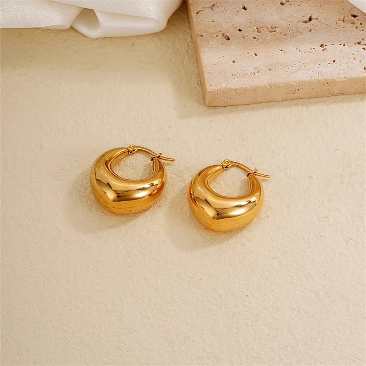 1 Pair Ig Style Simple Style Solid Color Plating Stainless Steel Gold Plated Earrings