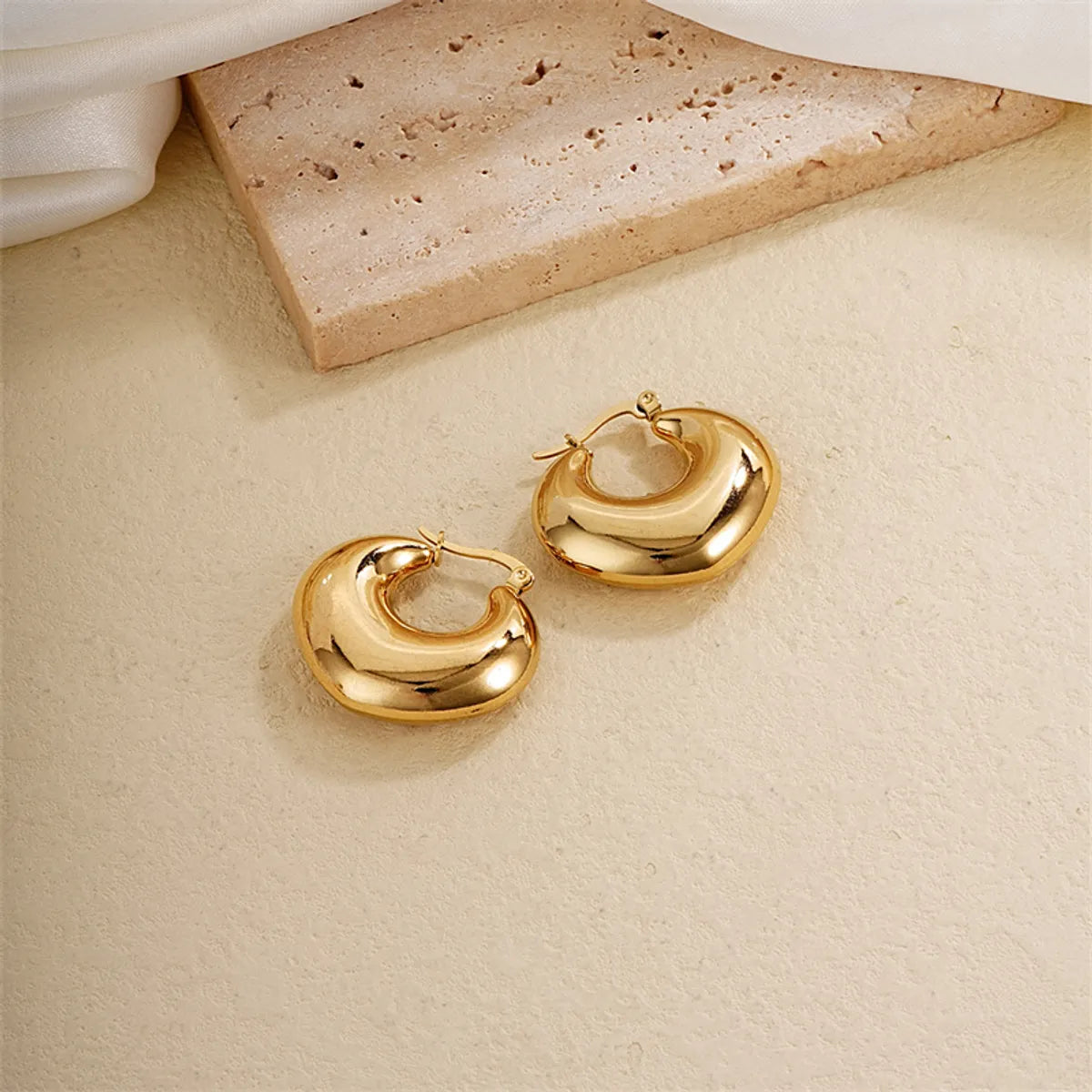 1 Pair Ig Style Simple Style Solid Color Plating Stainless Steel Gold Plated Earrings