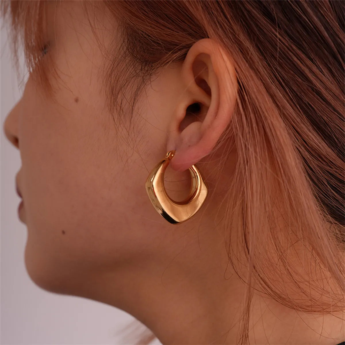 1 Pair Ig Style Simple Style Solid Color Plating Stainless Steel Gold Plated Earrings