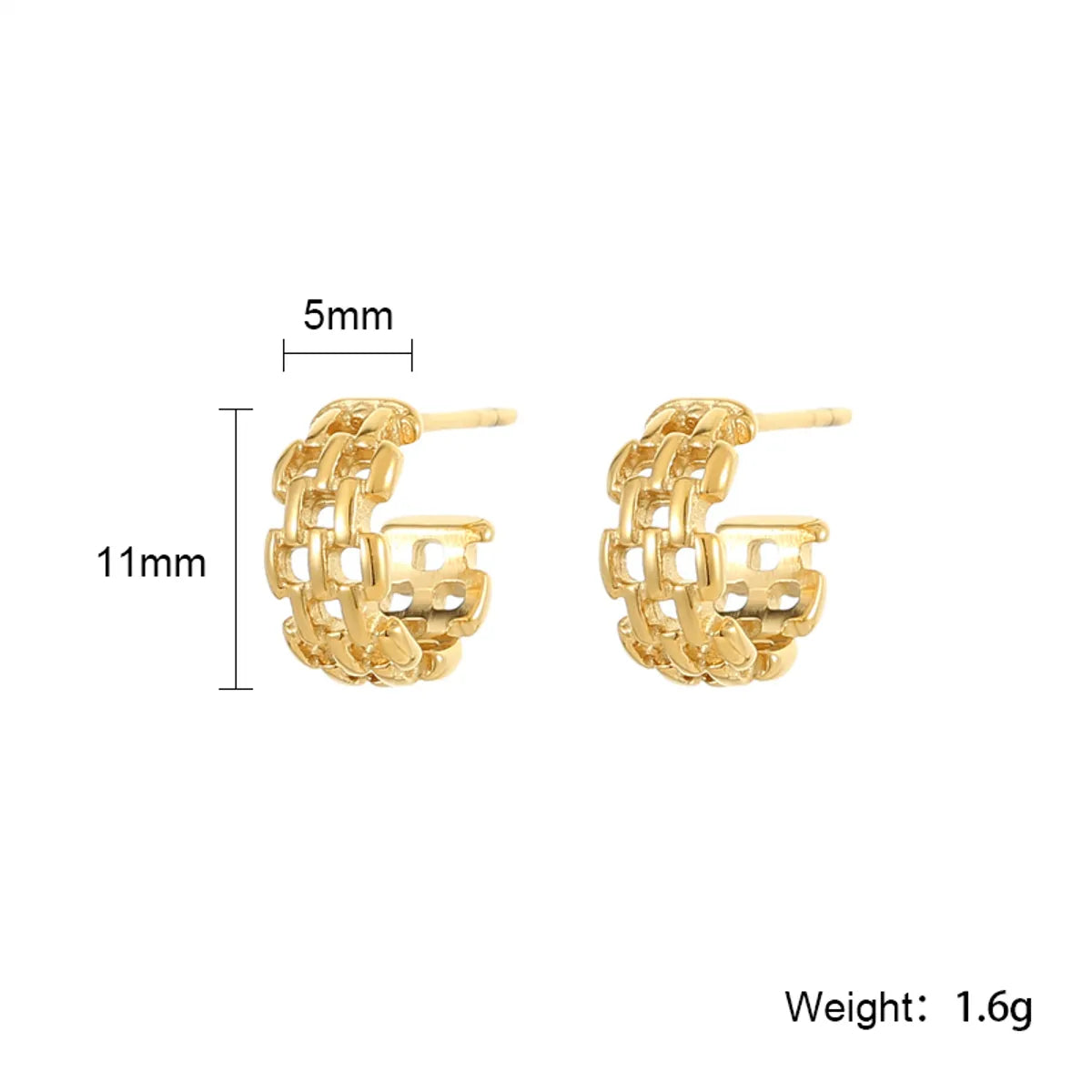 1 Pair Ig Style Simple Style Solid Color Polishing Plating Stainless Steel Titanium Steel Gold Plated Ear Studs