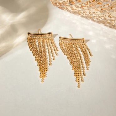 1 Pair IG Style Simple Style Solid Color Tassel 304 Stainless Steel 18K Gold Plated Drop Earrings