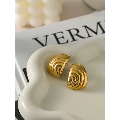 1 Pair IG Style Simple Style Spiral 316 Stainless Steel  18K Gold Plated Ear Studs