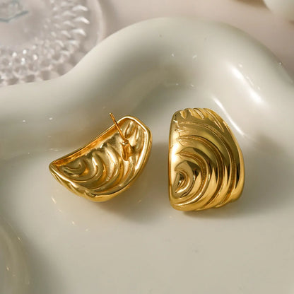 1 Pair IG Style Simple Style Spiral 316 Stainless Steel  18K Gold Plated Ear Studs