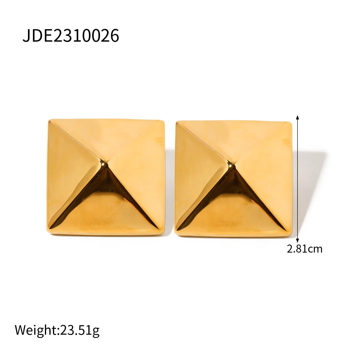 1 Pair IG Style Simple Style Square 304 Stainless Steel 18K Gold Plated Ear Studs