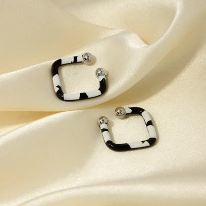 1 Pair Ig Style Simple Style Square Enamel Stainless Steel Ear Cuffs