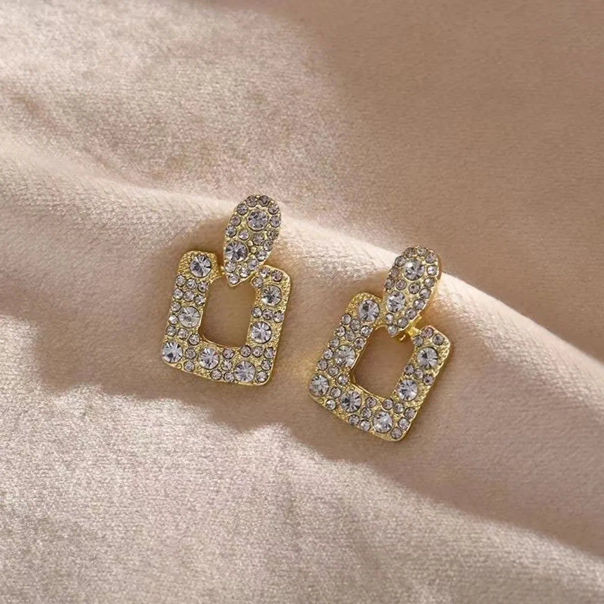 1 Pair Ig Style Simple Style Square Inlay Alloy Zircon Ear Studs