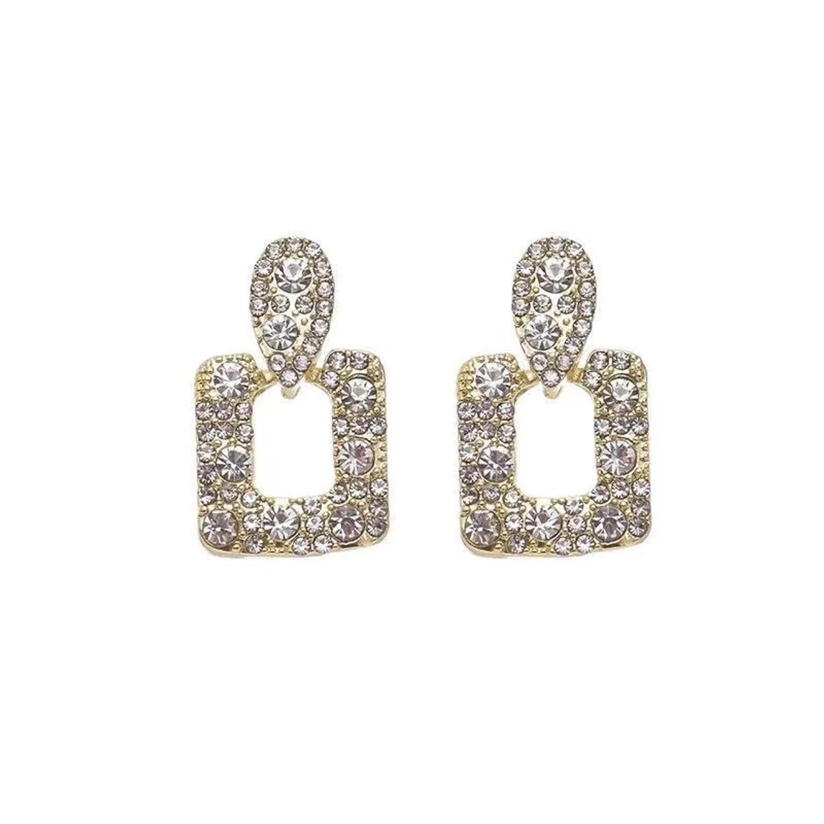 1 Pair Ig Style Simple Style Square Inlay Alloy Zircon Ear Studs