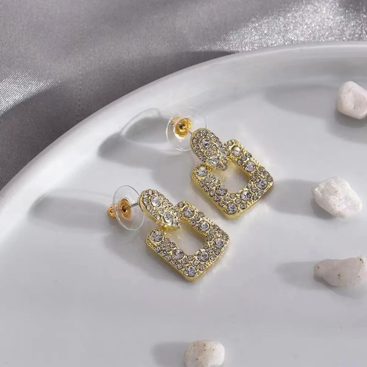 1 Pair Ig Style Simple Style Square Inlay Alloy Zircon Ear Studs