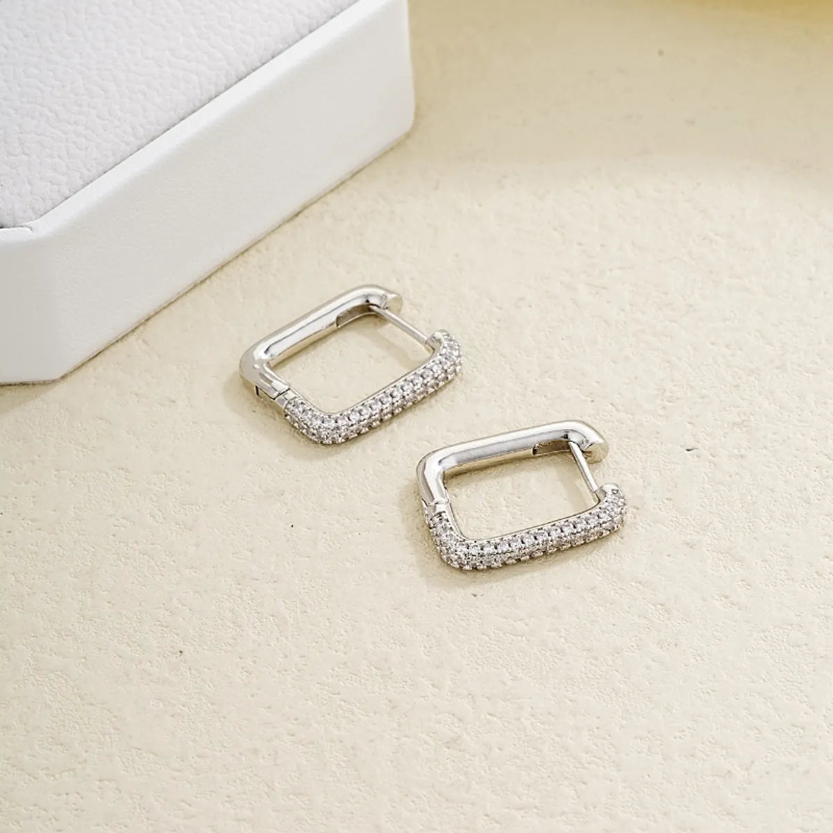 1 Pair Ig Style Simple Style Square Plating Inlay Copper Zircon White Gold Plated Earrings