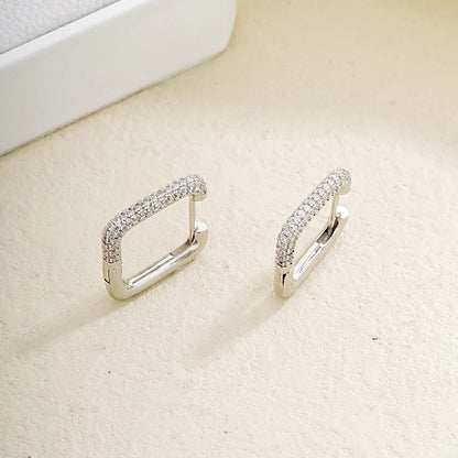 1 Pair Ig Style Simple Style Square Plating Inlay Copper Zircon White Gold Plated Earrings