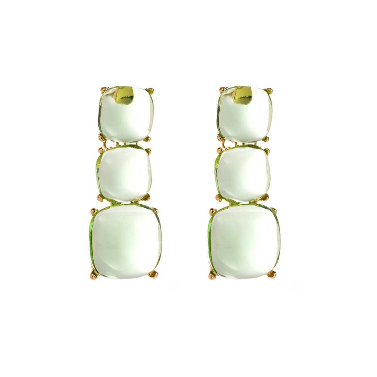 1 Pair Ig Style Simple Style Square Plating Transparent Inlay Alloy Resin Gold Plated Drop Earrings