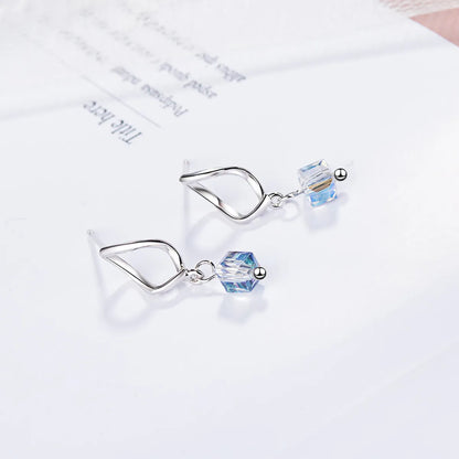 1 Pair Ig Style Simple Style Square Waves Plating Artificial Crystal Copper White Gold Plated Drop Earrings