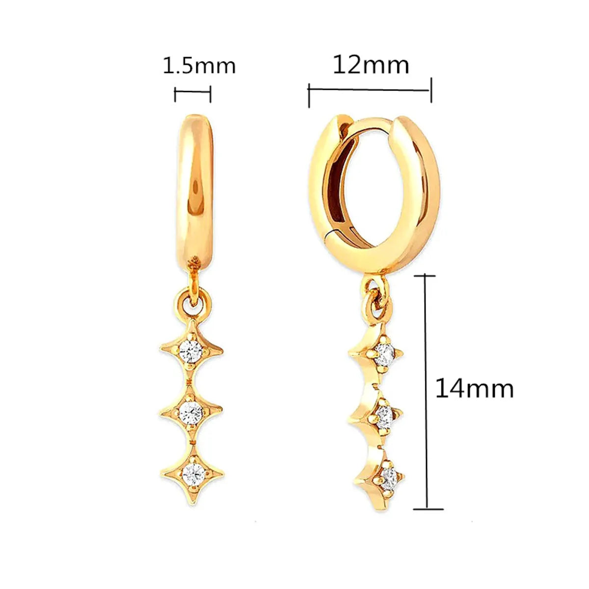 1 Pair Ig Style Simple Style Star Inlay Copper Zircon Drop Earrings