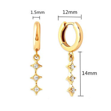 1 Pair Ig Style Simple Style Star Inlay Copper Zircon Drop Earrings