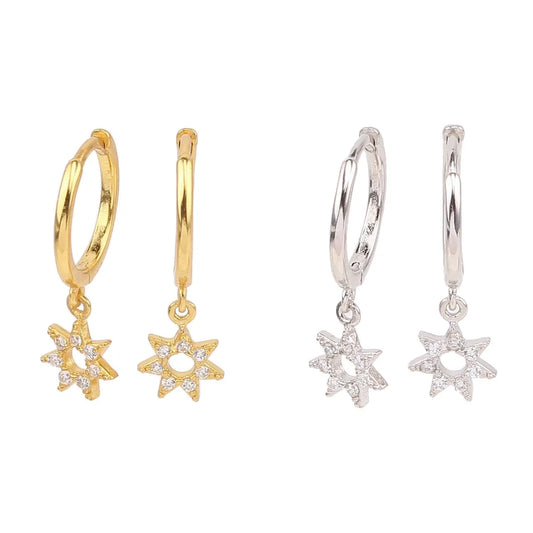 1 Pair Ig Style Simple Style Star Plating Hollow Out Inlay Sterling Silver Zircon White Gold Plated Gold Plated Drop Earrings