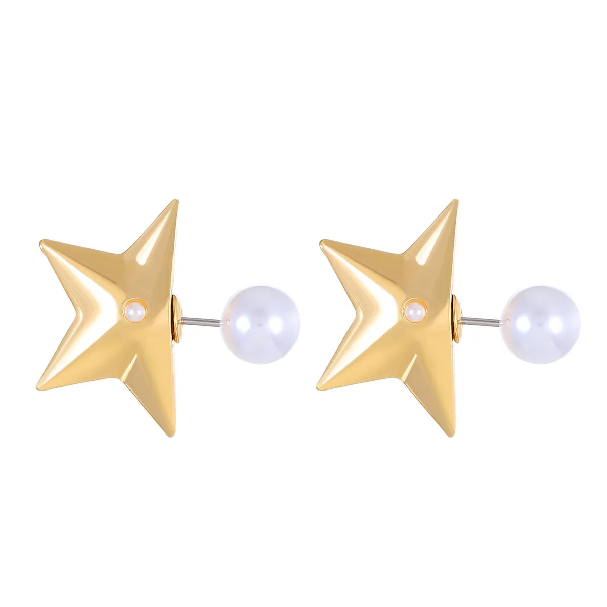 1 Pair Ig Style Simple Style Star Plating Inlay Alloy Artificial Pearls Ear Studs