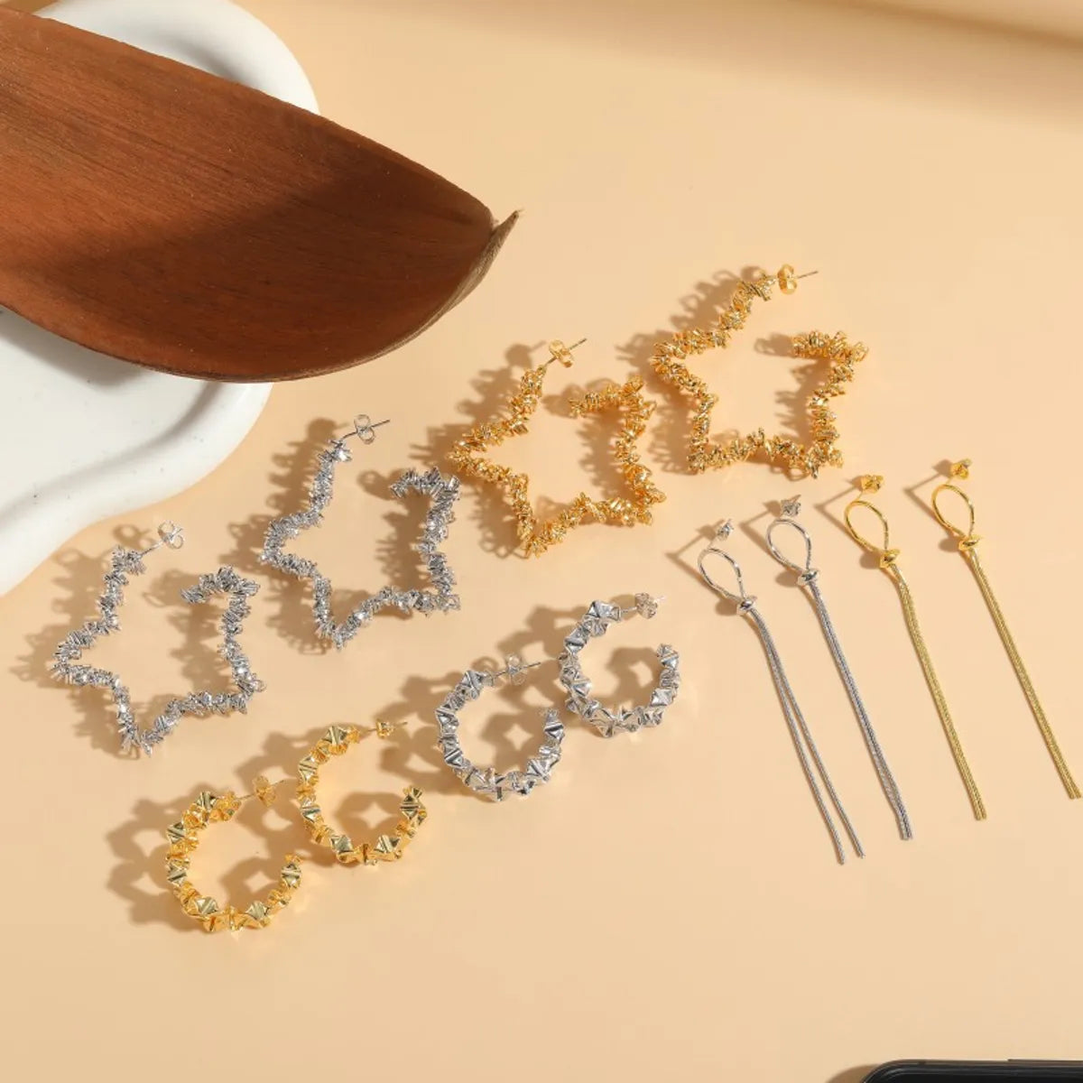 1 Pair Ig Style Simple Style Star Tassel Plating Copper 14k Gold Plated Drop Earrings Ear Studs