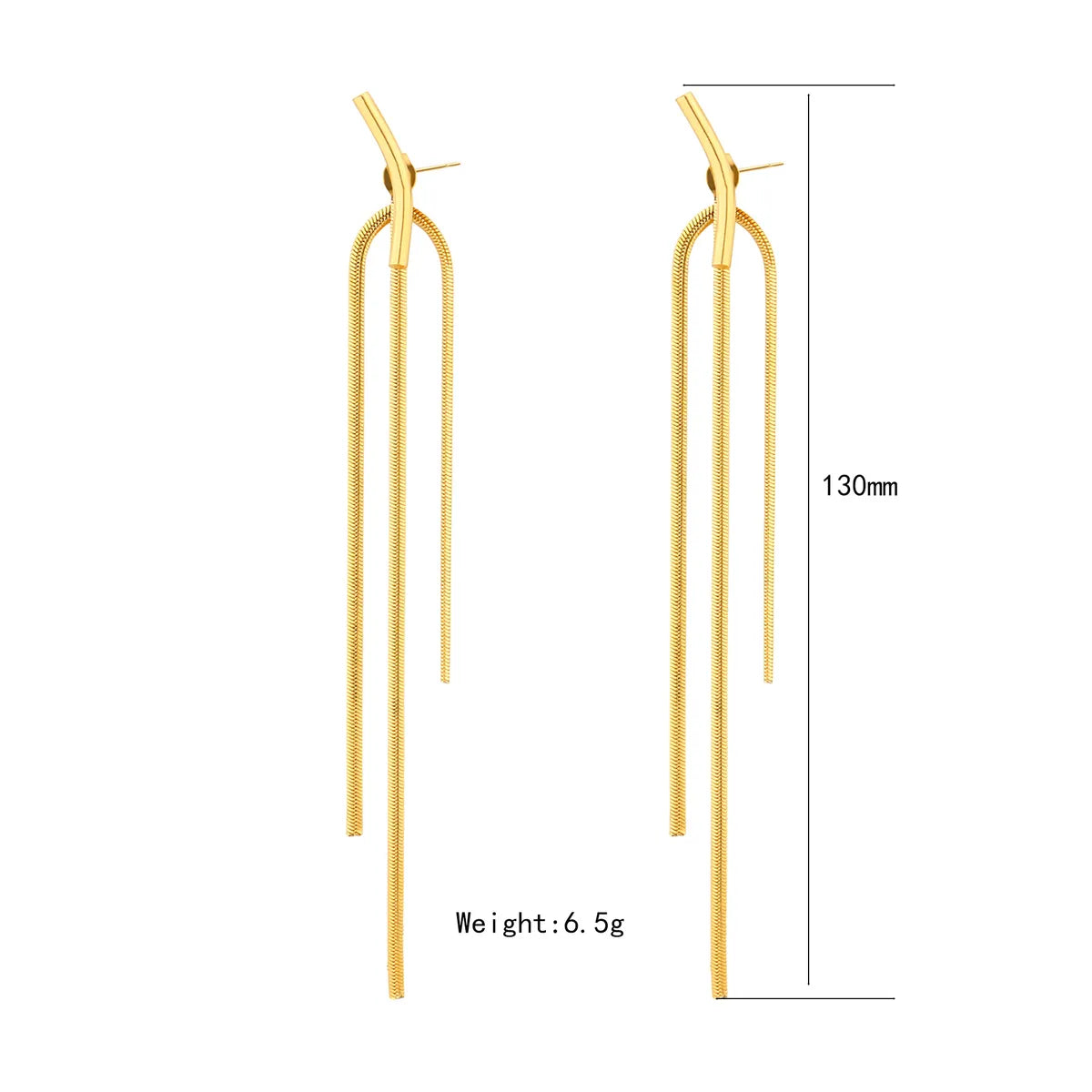 1 Pair IG Style Simple Style Star Tassel Stainless Steel Titanium Steel 18K Gold Plated Drop Earrings