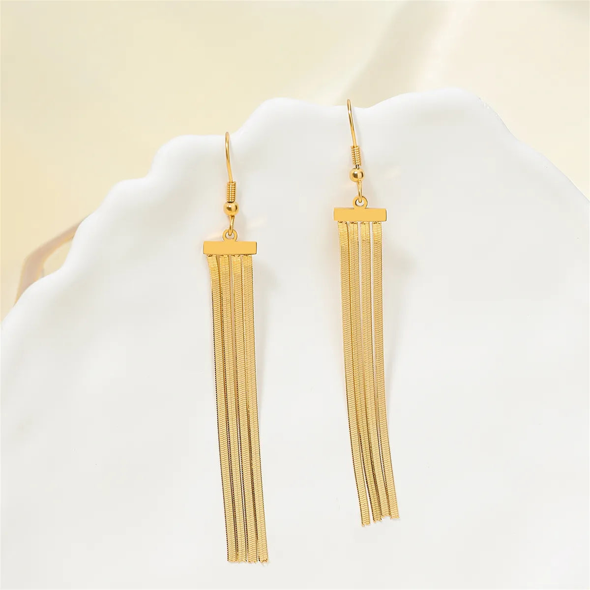 1 Pair IG Style Simple Style Star Tassel Stainless Steel Titanium Steel 18K Gold Plated Drop Earrings